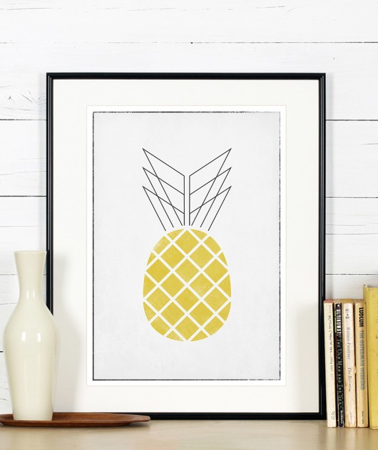 Plakat do kuchni, minimalizm, ananas, owoce, A4 Galeria EMU