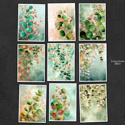 grafiki i ilustracje Eukaliptus - zestaw 9 grafik