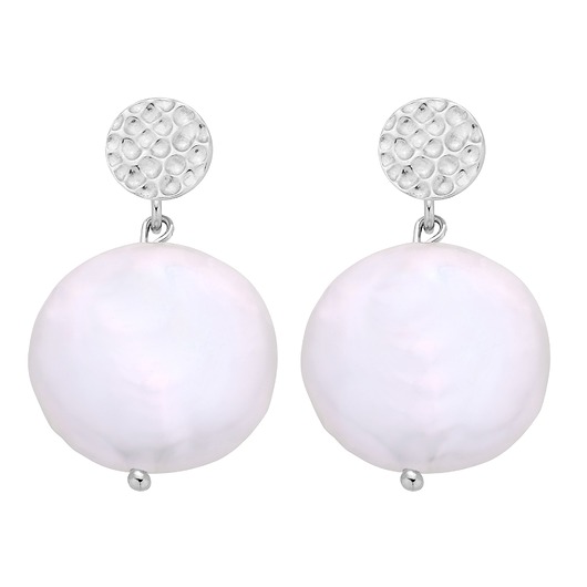 kolczyki srebrne Srebrne kolczyki z dużymi płaskimi perłami