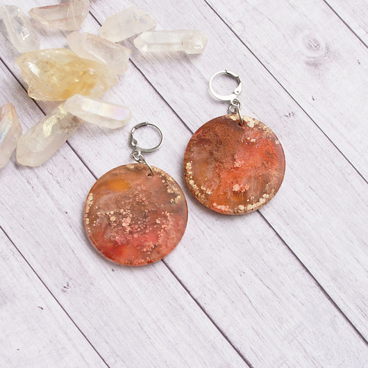 kolczyki z żywicy S A L E : UNIKATOWE kolczyki z żywicy INKY FALL