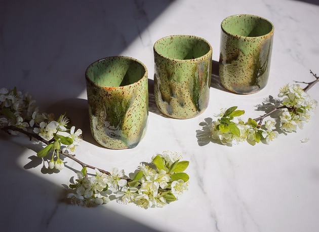 kubki Ceramiczny kubek ZIELONY PIEGUS - 250 ml