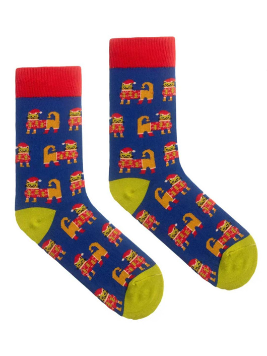 skarpetki męskie Skarpetki świąteczne kotki koty kolorowe skarpetki we wzory Kabak