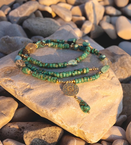 chokery Naszyjnik turkusowa łezka z mandalą