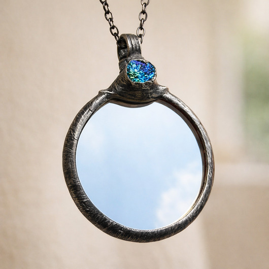 wisiory Naszyjnik z lusterkiem i druzy