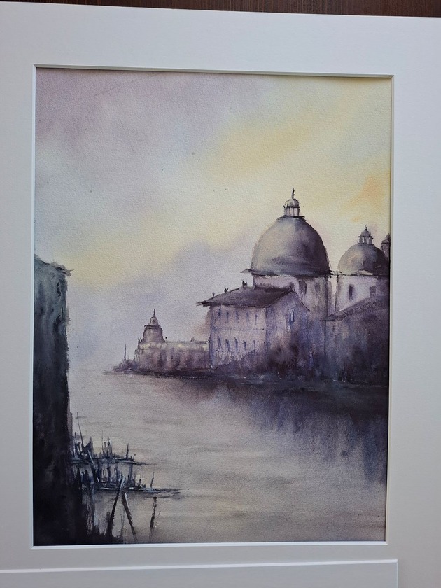 obrazy Obraz akwarelowy "Wenecja II/2026" oprawiony w passe-partout 40x50 cm