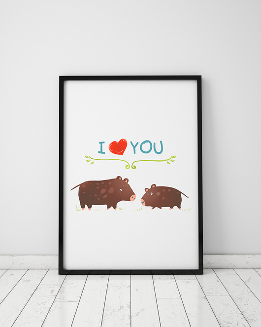plakat. i love YOU. dziki Love Life and Forest