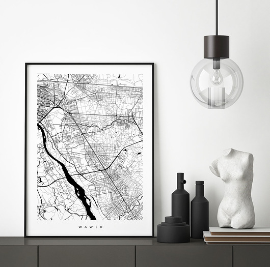 Wawer - plakat z planem dzielnicy PLAKATY GEOMETRYCZNE