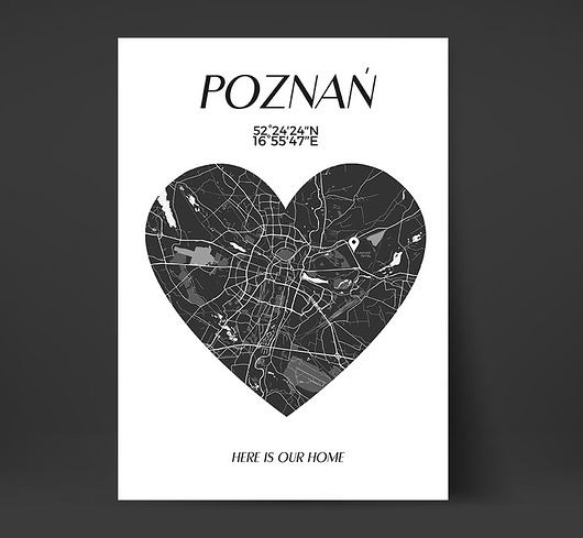 Plakat z mapa i serce spersonalizowany do domu Bajkowe Obrazki