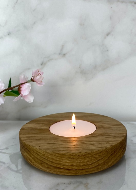 świeczniki i świece Minimalistyczny Świecznik dębowy na duży tealight