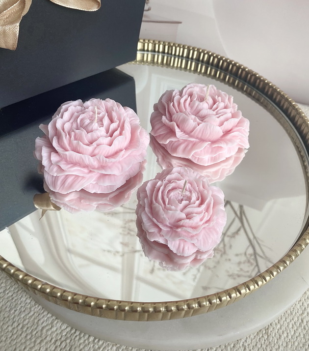świeczniki i świece Zestaw prezentowy świece ekologiczne sojowe dekoracyjne "Peony Queen"