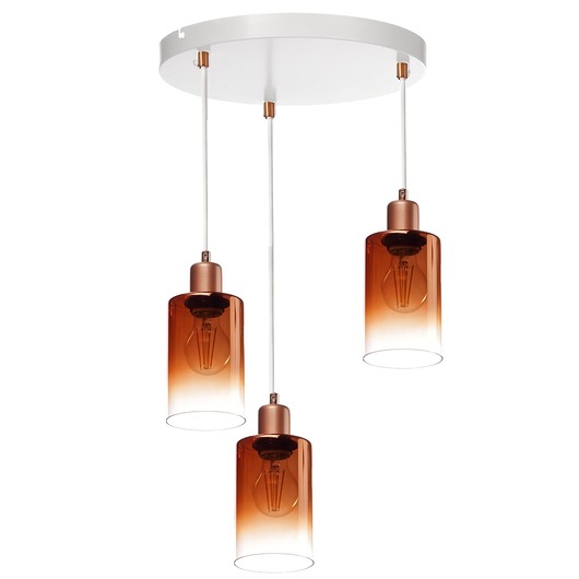 lampy wiszące Olśniewająca lampa wisząca z bursztynowym szklanym kloszem