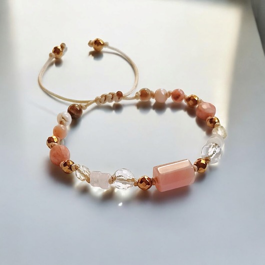 bransoletki z kamieni naturalnych RADOŚĆ ŻYCIA - amulet - k. słoneczny, opal, k.górski, cytryn, k. różowy