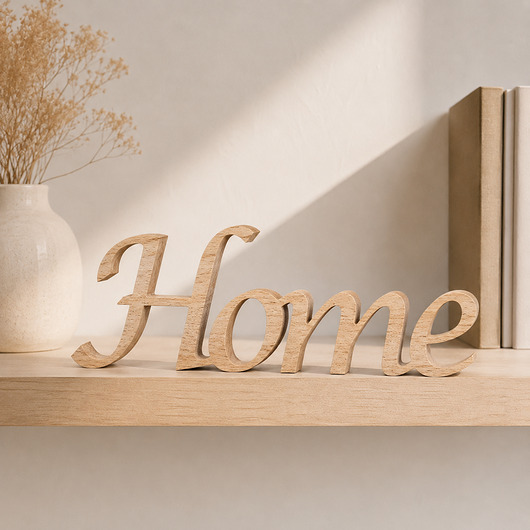 napisy dekoracyjne i tabliczki Drewniany napis Home, dębowy, z drewna