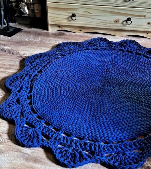 dywany Okrągły dziergany dywan ,dywan sznurkowy 110cm