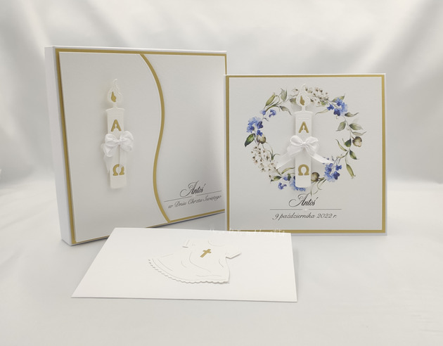 kartki, zaproszenia na chrzest Kartka na chrzest z pudełkiem i kopertą C 38