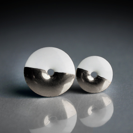 kolczyki ceramiczne DONUTS PLATINUM/stal chirurgiczna/