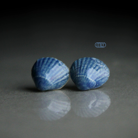 kolczyki ceramiczne Shell/stal chirurgiczna/