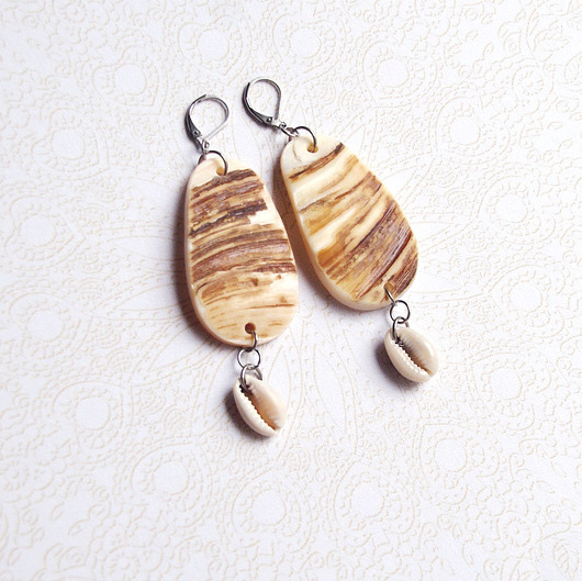 kolczyki z masy plastycznej S A L E : UNIKATOWE kolczyki : muszla : muszla03