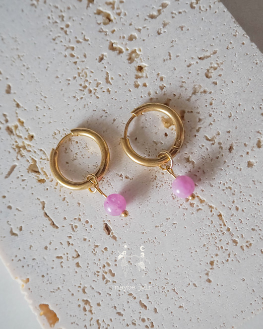 kolczyki z kamieniami Kolczyki 2w1 z zawieszką z kamienia naturalnego