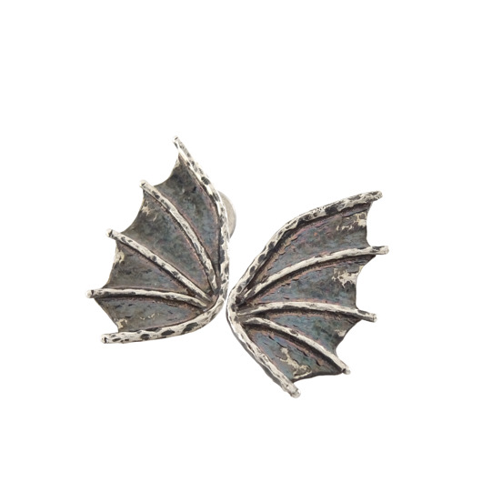 kolczyki srebrne Kolczyki smocze Dragon Wings z ciemnego srebra