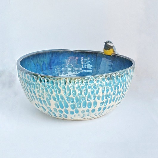 miski i misy Dekoracyjna misa z sikorką