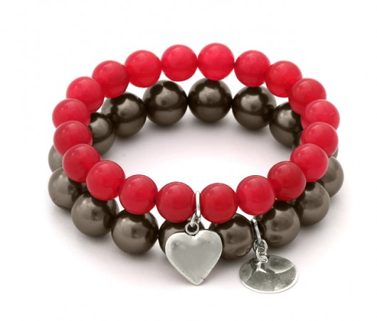 Wild strawberry jade & chocolate pearl set. Lavoga