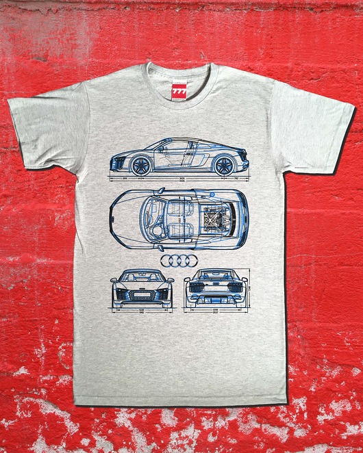 t-shirty męskie Koszulka AUDI R8 GRAY tshirt