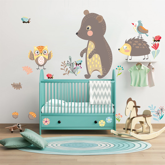 LEŚNE ZWIERZĄTKA z MISIEM I JEŻYKIEM - naklejki Make My Home