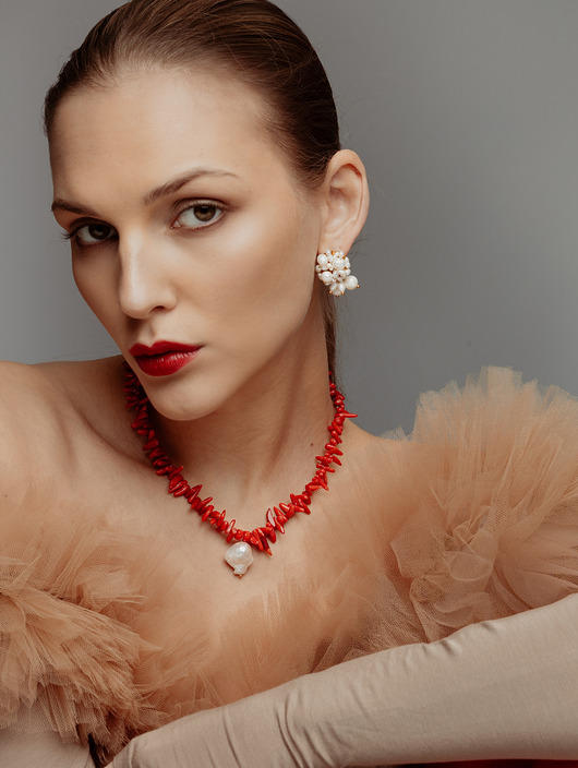 korale Naszyjnik White and Red