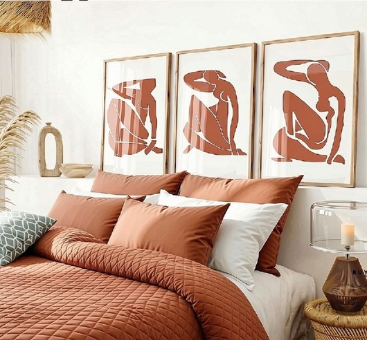 plakaty ZESTAW 3 PLAKATÓW Matisse sztuka abstrakcyjna terracotta