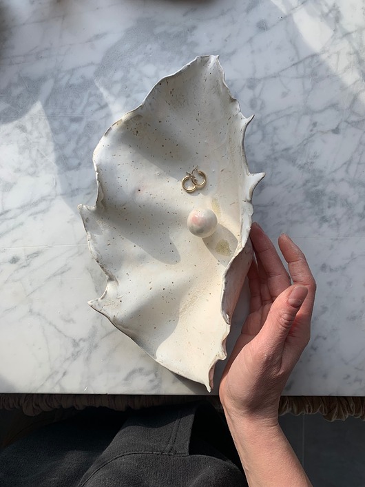 pojemniki na biżuterię Podstawka na Biżuterię Palo Santo Ceramiczna Duża Muszla Babie Lato