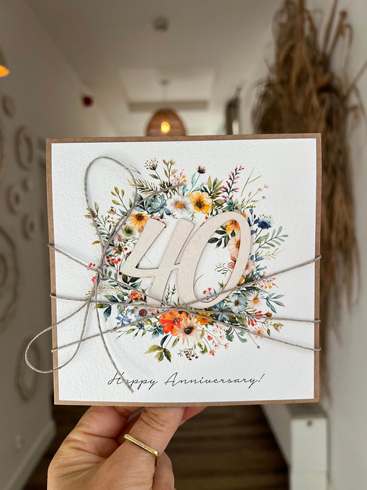 kartki scrapbooking Ręcznie robiona kartka życzenia z okazji 40. rocznicy ślubu