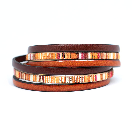 Bransoletka rzemienie Fun brązowo-pomarańczowa Kociokwik Jewelry