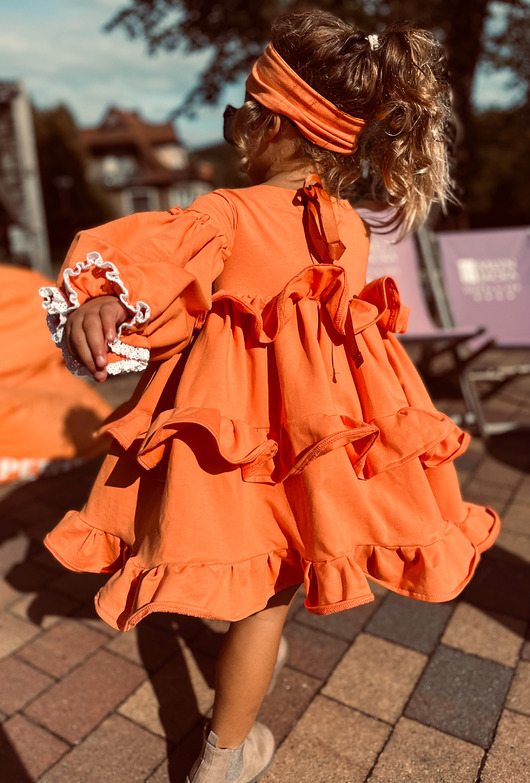 sukienki dla dziewczynki Sukienka Dresowa  Orange  Frill