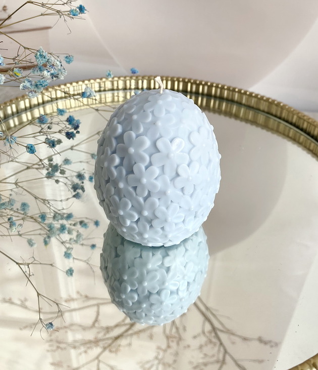 świeczniki i świece Świeca ekologiczna sojowa dekoracyjna jajko wielkanocne jasny niebieski