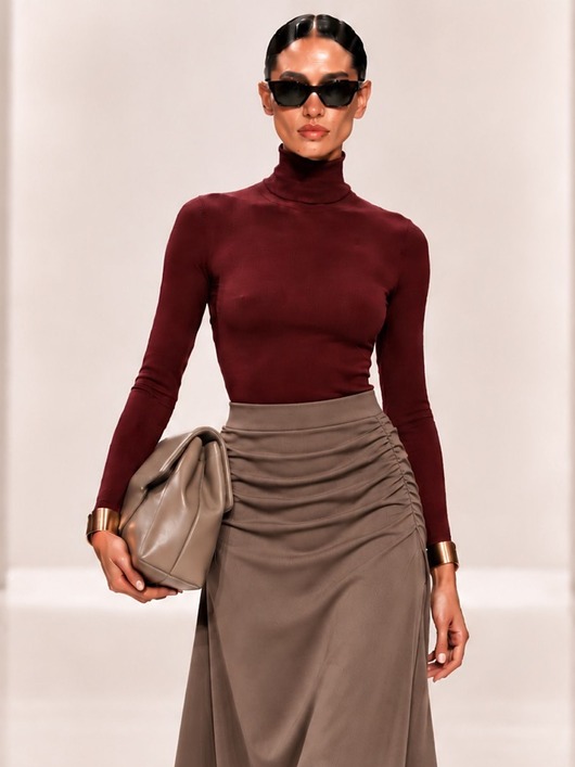 topy damskie Bluzka golf burgund YY500101
