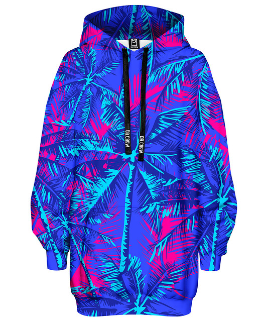 bluza z kapturem damska Bluza Oversize Tunika DR.CROW Neon Palms