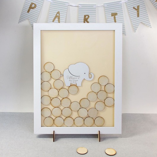Ramka na BABY SHOWER z kółeczkami ksiega gości laserowanki