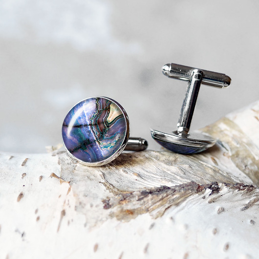 spinki do mankietów BLUE STONE gustowny prezent spinki do koszuli dla faceta