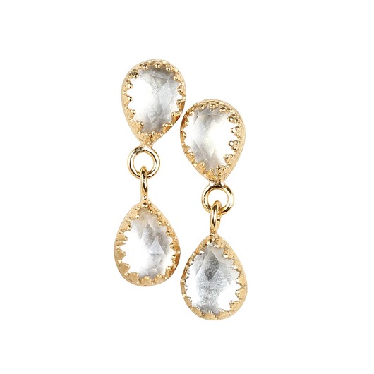 Biżuteria ślubna Złote kolczyki Jolie z kryształem górskim