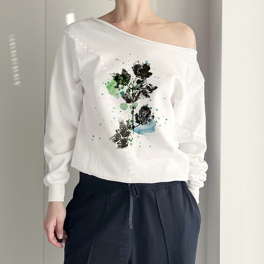 bluza bez kaptura damska Bluszcz Biała bluza cięta