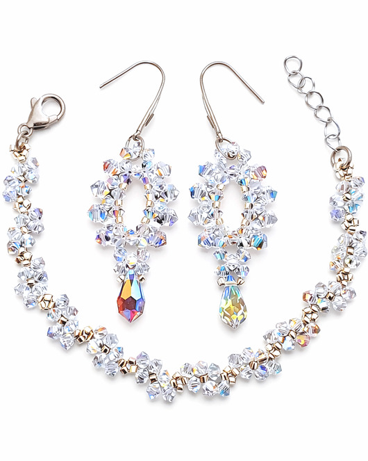 bransoletki ze szkła Komplet Biżuterii "Crystal AB" z kryształów Preciosa