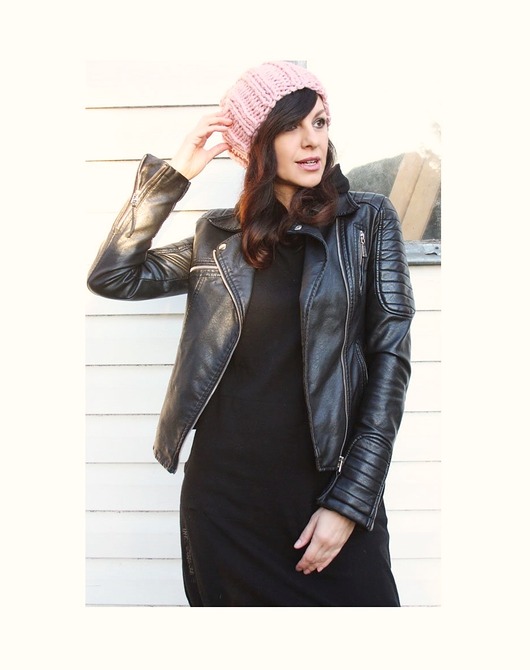 czapki damskie Czapka beanie pudrowy róż