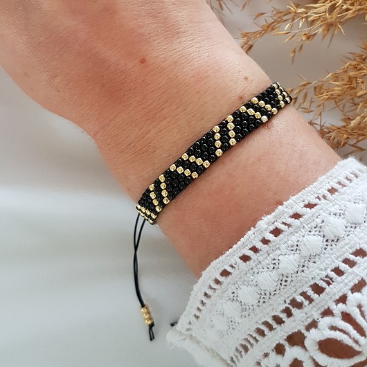 bransoletka czarno-złota LEI handmade 