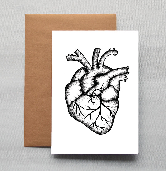 Serce anatomiczne-pocztówka Anna Chudzik Pawlik Art