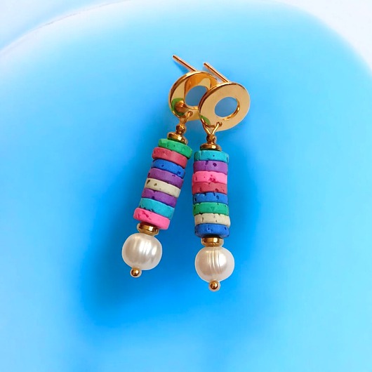 kolczyki z kamieniami Kolczyki SUMMER COLLECTION : sztyfty kółka