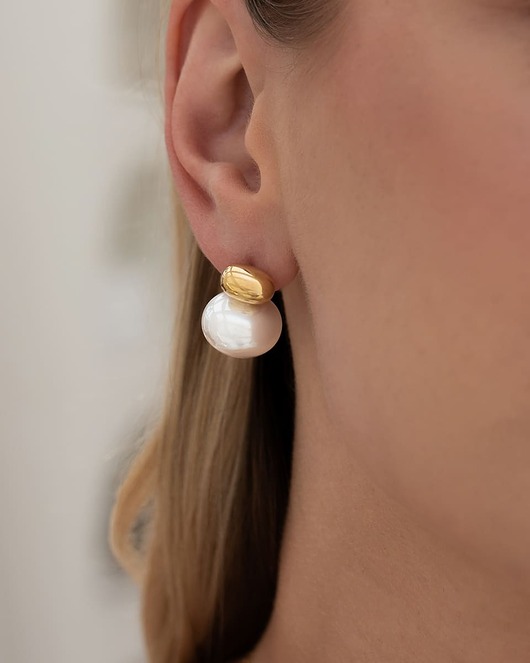 kolczyki pozłacane Złote kolczyki z perłą Paraiso Vorena