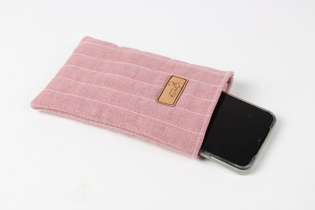kosmetyczki Etui na telefon z lnu - zgaszony róż