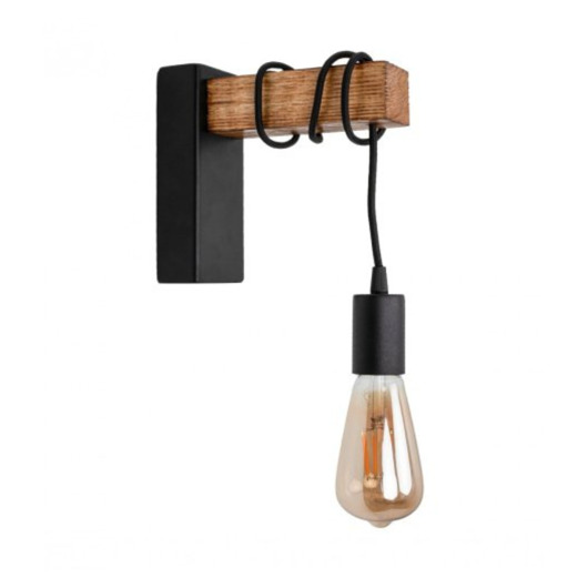 kinkiety Kinkiet lampa ścienna lampa na ścianę drewniana czarna LED E27