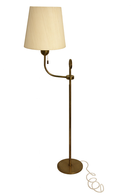 lampy podłogowe Lampa podłogowa w stylu Art Deco, lata 50., mosiądz, patyna